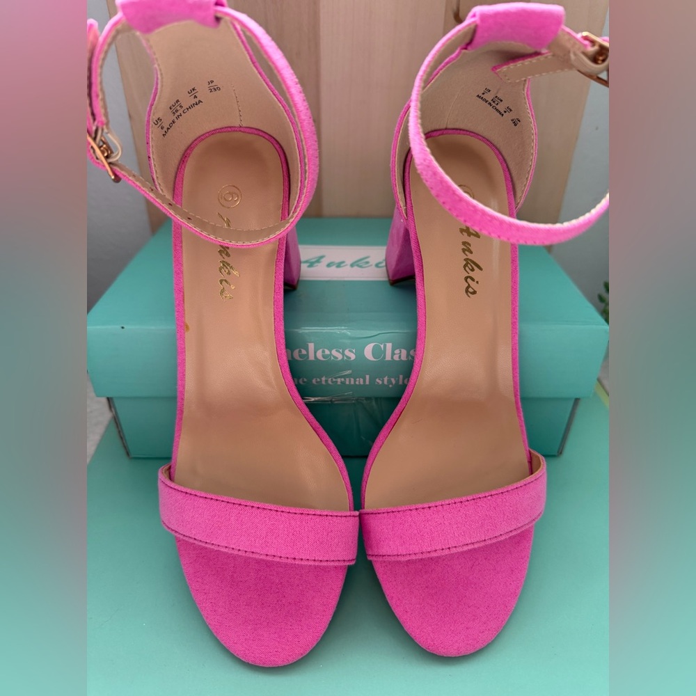 Ankis Pink Ankle Strap Heel Sandals
